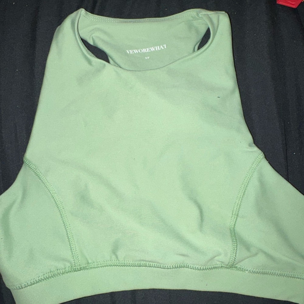WeWoreWhat Sage Green High Neck Sports Bra